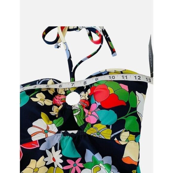 Kate Spade Flower Bed Bandeau One-Piece XS Blue Floral Tropical NWT - Picture 12 of 13